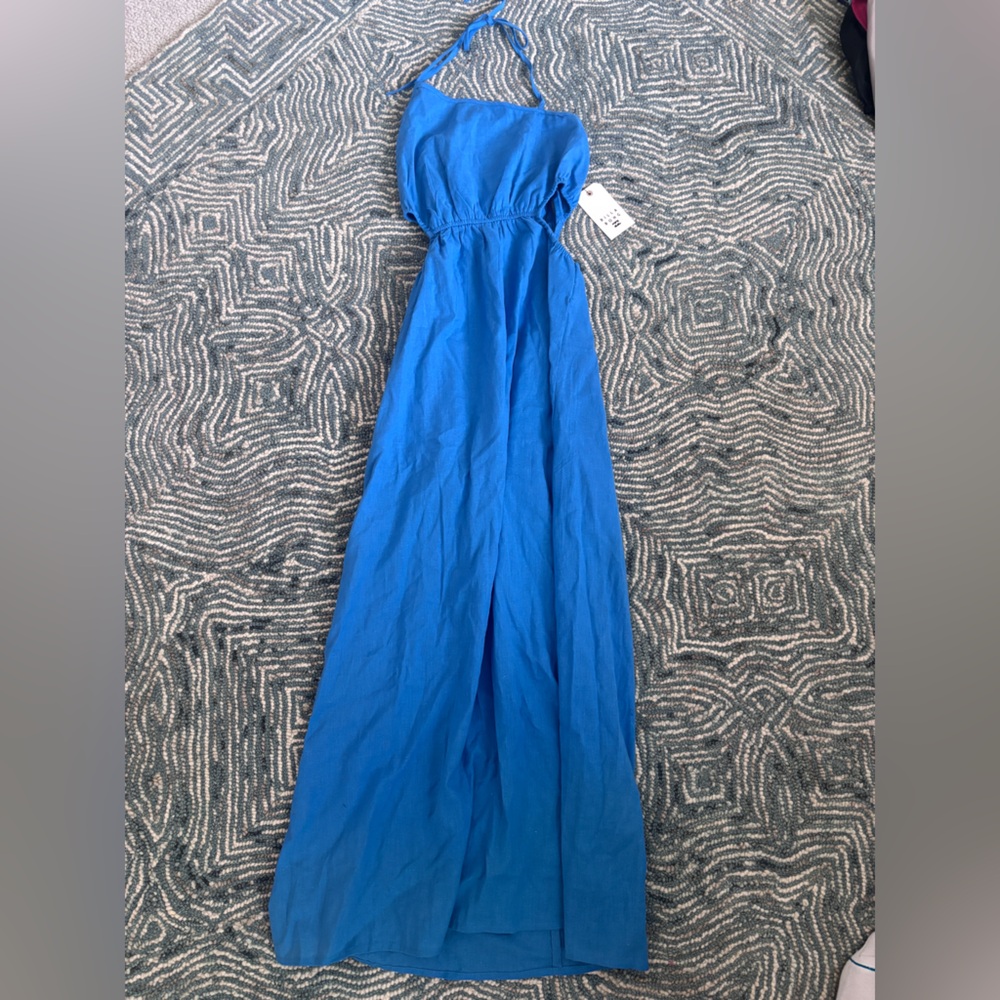 Brand New Billabong Blue Maxi Flowy Asymmetrical Dress Women’s Medium